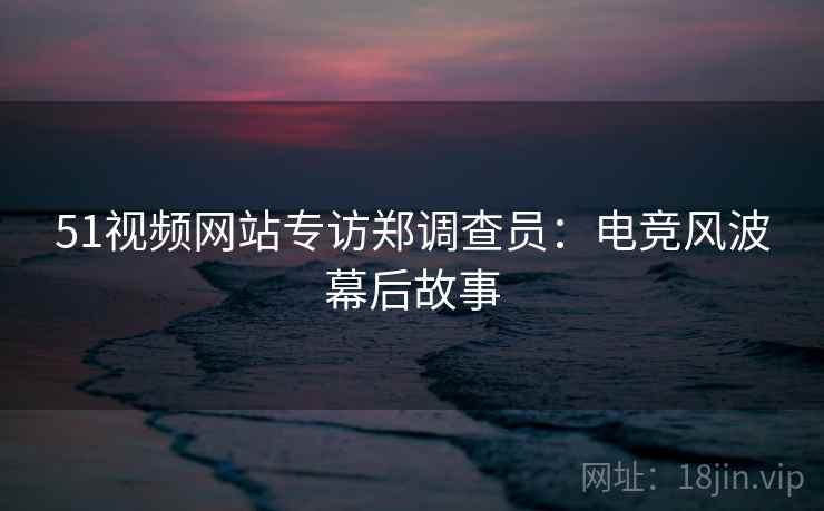 51视频网站专访郑调查员：电竞风波幕后故事