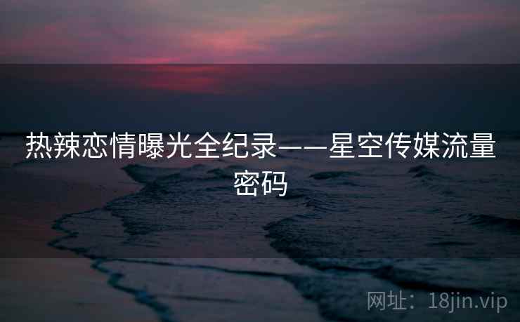 热辣恋情曝光全纪录——星空传媒流量密码